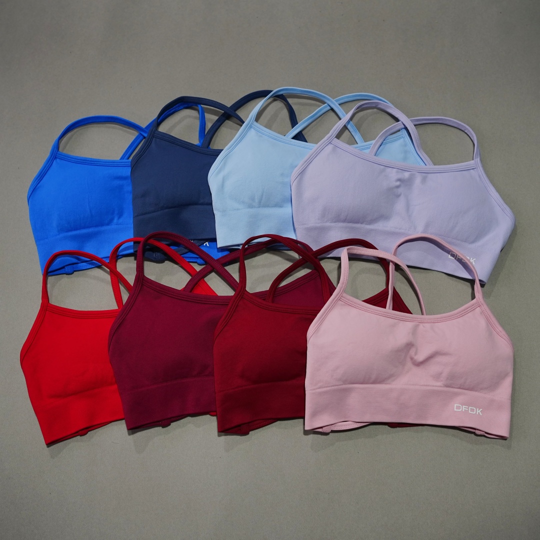 Underwire Bra Padded - DFDK Ribbed Seamless Cross Back Yoga