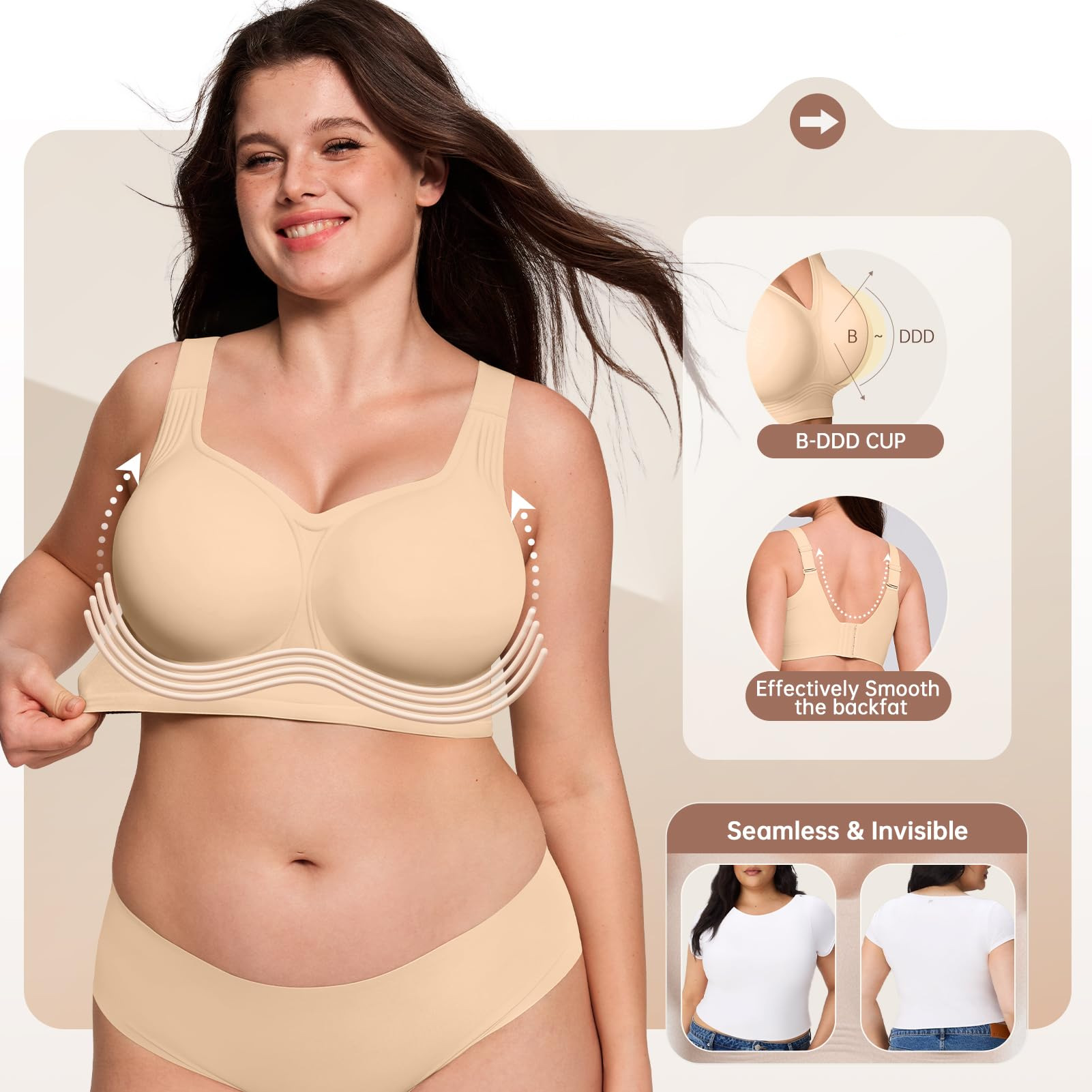 Plus Size Wireless Bra for Wom - Underwire Bra Padded review and price