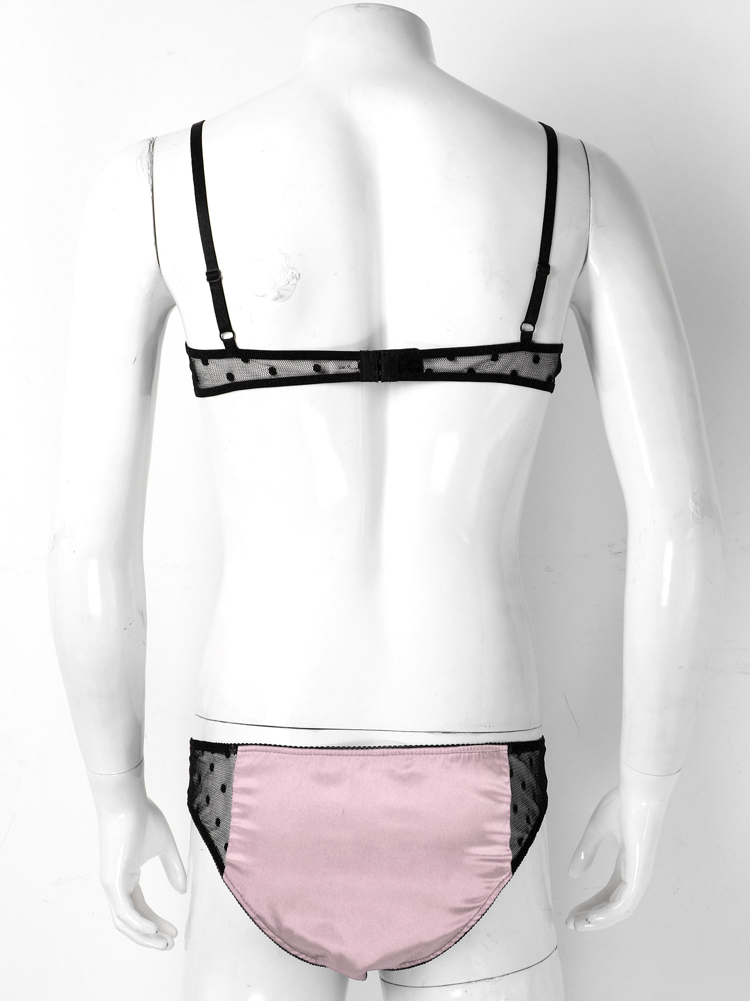 Men Satin Lingerie Suit Sissy  - Sheer Mesh Bra review and price