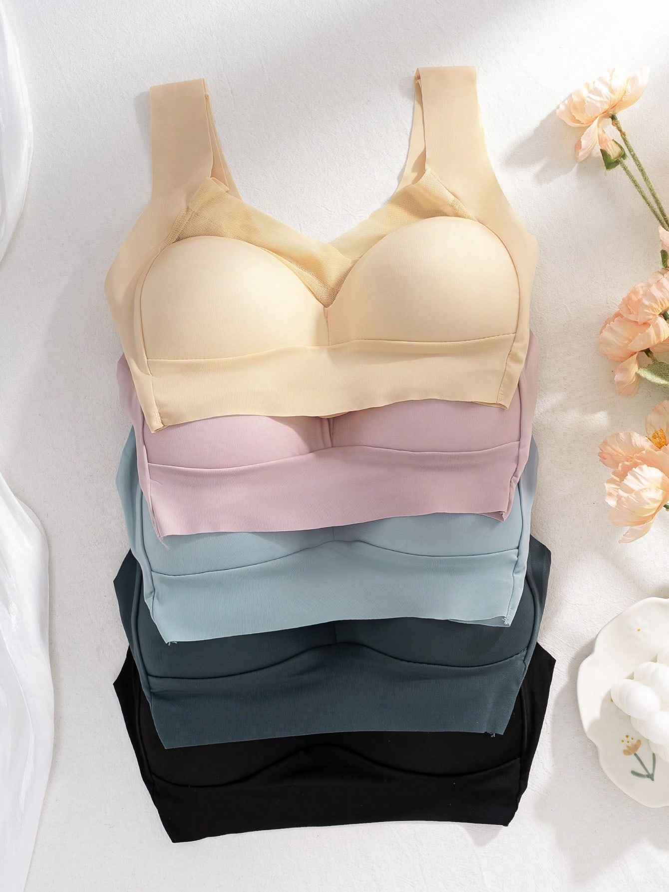 5pcs Women Seamless Ice Silk W - Sleep Bra Bralette review and price