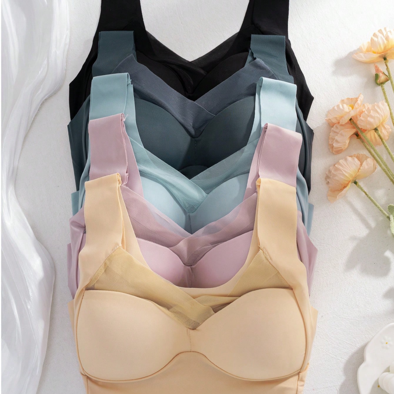 5pcs Women Seamless Ice Silk W - Sleep Bra Bralette review and price