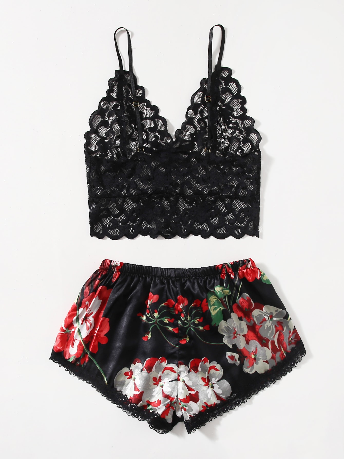 Floral Lace Pajama Set for Wom - Lace Bralette Set review and price