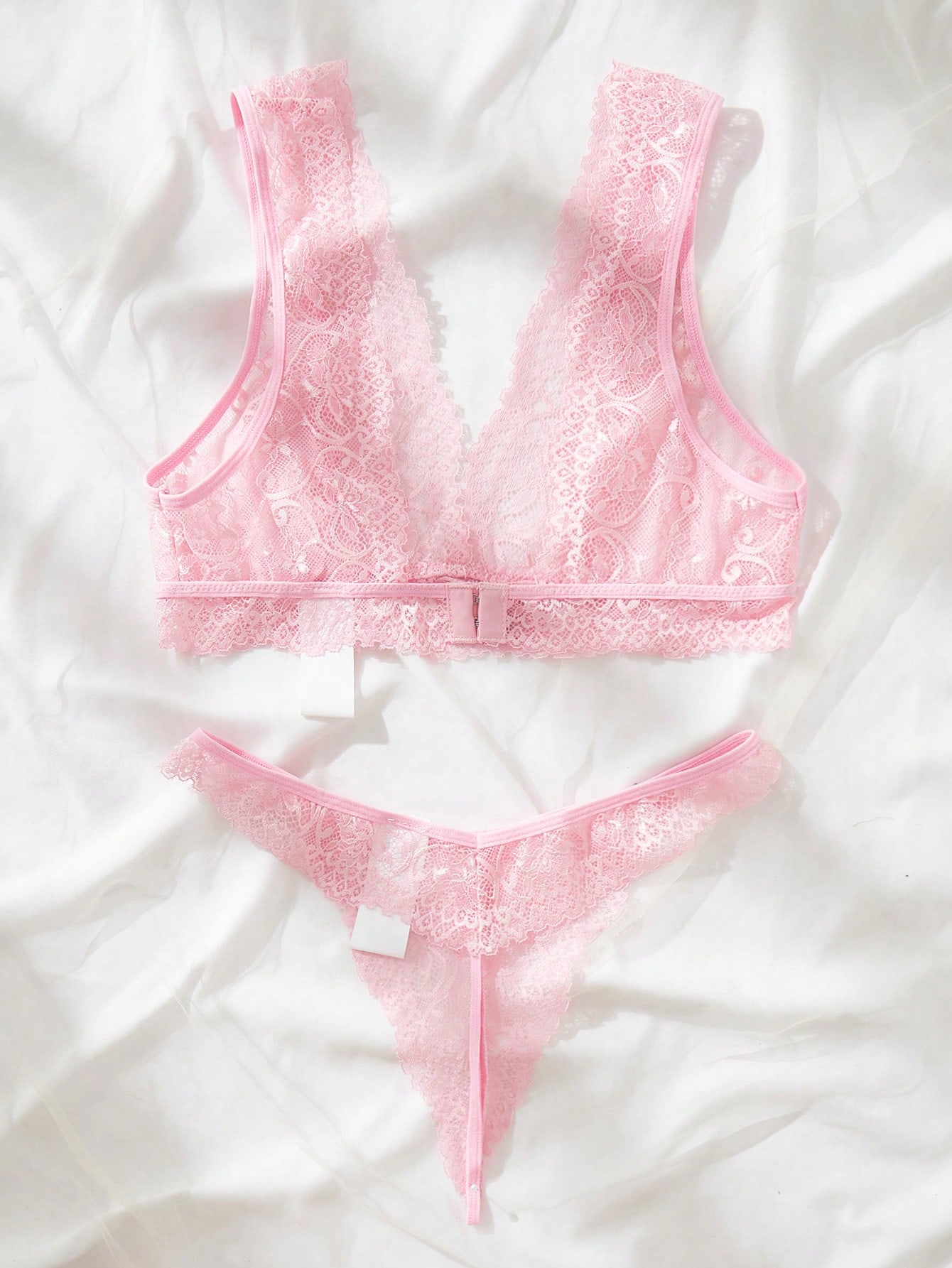 Pink Lace Lingerie Set Sheer F - Lace Bralette Set review and price