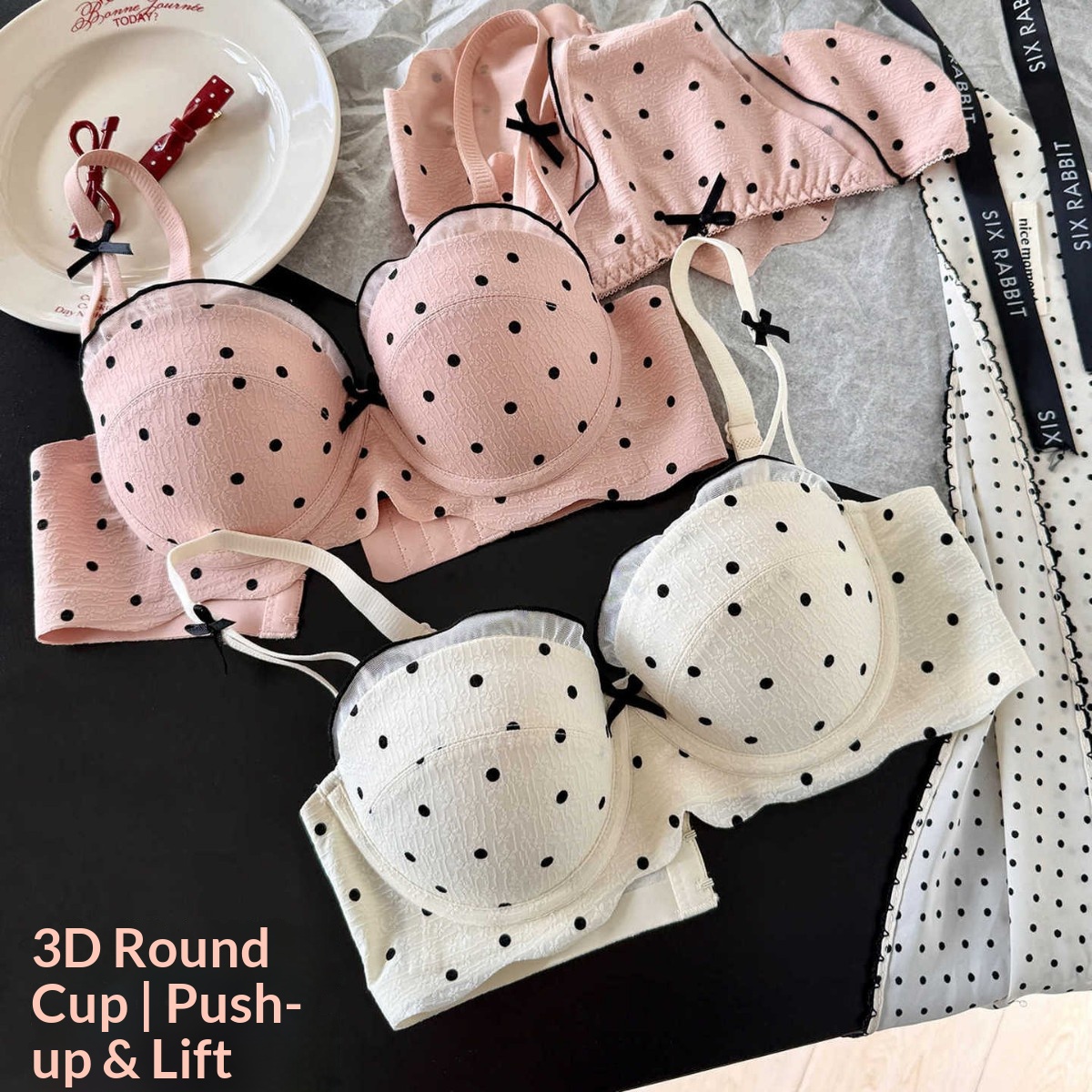 Lace Polka Dot Bra Two-Piece S - Cotton Bra Everyday review and price